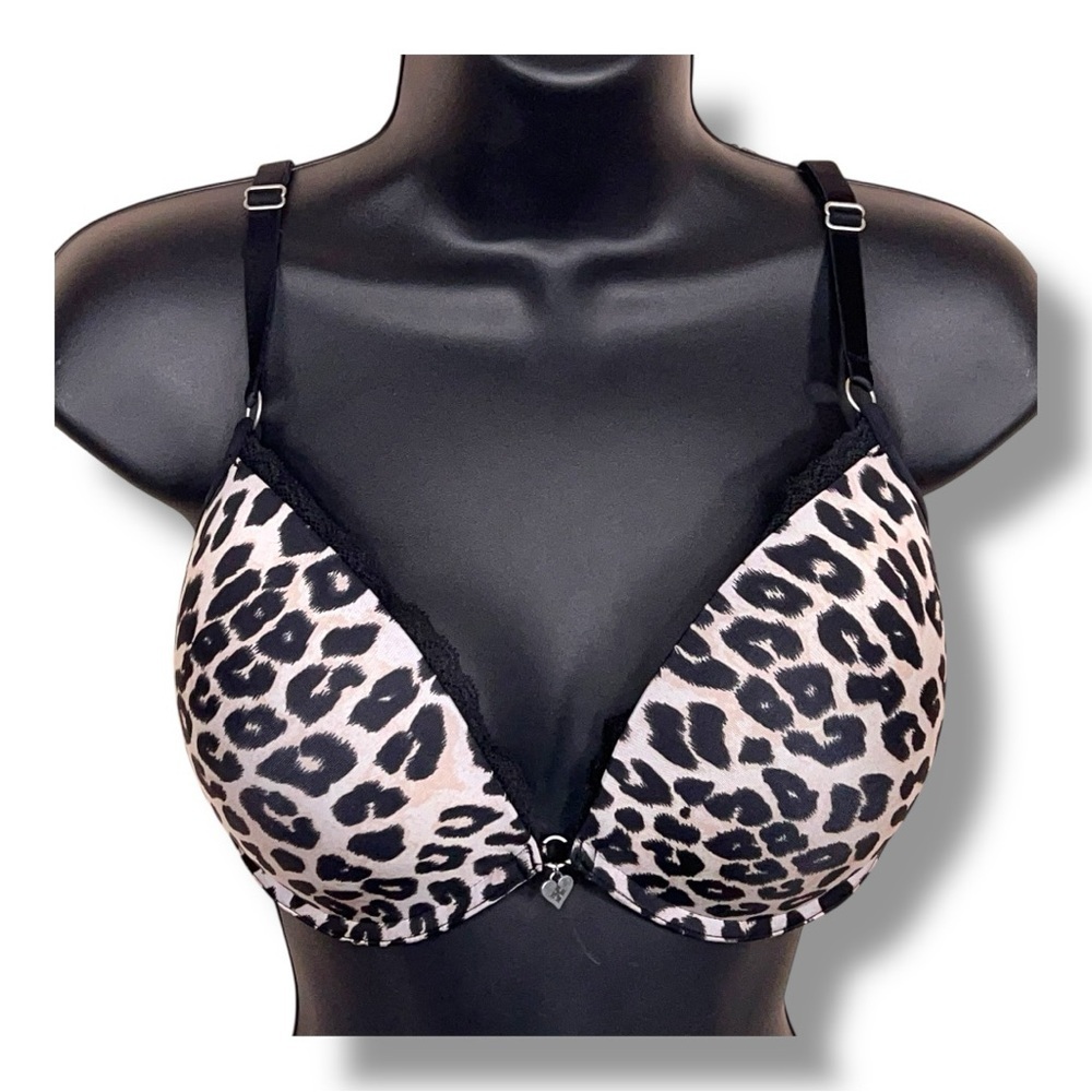 34DD Blackheart Leopard Printpush Up Bra Underwire Lace Trim Goth Padded